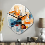 Colorful Mid Century Retro Reflections III - Asymmetric Metal Wall Clock