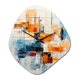 Colorful Mid Century Retro Reflections III - Asymmetric Metal Wall Clock