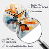 Colorful Mid Century Retro Reflections III - Asymmetric Metal Wall Clock