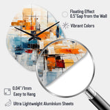 Colorful Mid Century Retro Reflections III - Asymmetric Metal Wall Clock