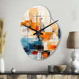 Colorful Mid Century Retro Reflections III - Asymmetric Metal Wall Clock