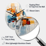 Colorful Mid Century Retro Reflections III - Asymmetric Metal Wall Clock