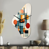 Colorful Mid Century Retro Reflections IV - Asymmetric Metal Wall Clock