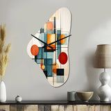 Colorful Mid Century Retro Reflections IV - Asymmetric Metal Wall Clock