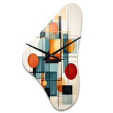 Colorful Mid Century Retro Reflections IV - Asymmetric Metal Wall Clock