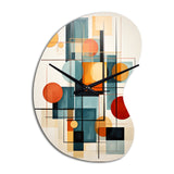 Colorful Mid Century Retro Reflections IV - Asymmetric Metal Wall Clock