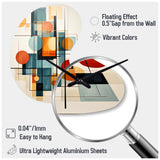 Colorful Mid Century Retro Reflections IV - Asymmetric Metal Wall Clock