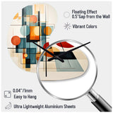 Colorful Mid Century Retro Reflections IV - Asymmetric Metal Wall Clock