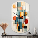 Colorful Mid Century Retro Reflections IV - Asymmetric Metal Wall Clock