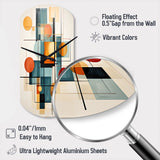 Colorful Mid Century Retro Reflections IV - Asymmetric Metal Wall Clock