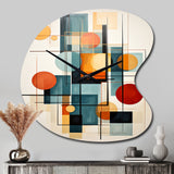Colorful Mid Century Retro Reflections IV - Asymmetric Metal Wall Clock
