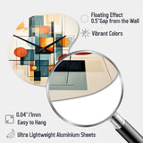 Colorful Mid Century Retro Reflections IV - Asymmetric Metal Wall Clock
