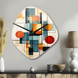 Colorful Mid Century Retro Reflections IV - Asymmetric Metal Wall Clock