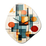 Colorful Mid Century Retro Reflections IV - Asymmetric Metal Wall Clock