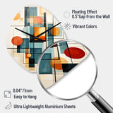 Colorful Mid Century Retro Reflections IV - Asymmetric Metal Wall Clock