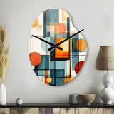 Colorful Mid Century Retro Reflections IV - Asymmetric Metal Wall Clock