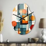 Colorful Mid Century Retro Reflections IV - Asymmetric Metal Wall Clock