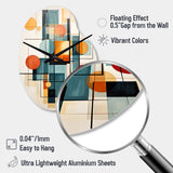 Colorful Mid Century Retro Reflections IV - Asymmetric Metal Wall Clock