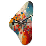 Colorful Mid Century Optical Serenade IV - Asymmetric Metal Wall Clock