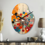 Colorful Mid Century Optical Serenade IV - Asymmetric Metal Wall Clock