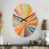 Colorful Mid Century Optical Serenade I - Asymmetric Metal Wall Clock
