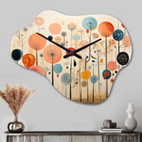 Colorful Mid Century Whimsical Wallpapers - Asymmetric Metal Wall Clock