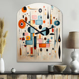 Pink Blue Mid Century Whimsical Wonders III - Asymmetric Metal Wall Clock