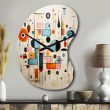 Pink Blue Mid Century Whimsical Wonders III - Asymmetric Metal Wall Clock