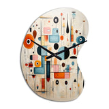 Pink Blue Mid Century Whimsical Wonders III - Asymmetric Metal Wall Clock