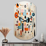Pink Blue Mid Century Whimsical Wonders III - Asymmetric Metal Wall Clock