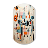 Pink Blue Mid Century Whimsical Wonders III - Asymmetric Metal Wall Clock