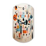 Pink Blue Mid Century Whimsical Wonders III - Asymmetric Metal Wall Clock