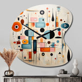Pink Blue Mid Century Whimsical Wonders III - Asymmetric Metal Wall Clock