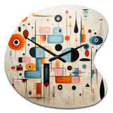 Pink Blue Mid Century Whimsical Wonders III - Asymmetric Metal Wall Clock