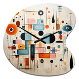 Pink Blue Mid Century Whimsical Wonders III - Asymmetric Metal Wall Clock