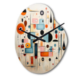 Pink Blue Mid Century Whimsical Wonders III - Asymmetric Metal Wall Clock