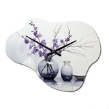 Purple Grey Minimalism Balance And Contrast Pottery - Asymmetric Metal Wall Clock