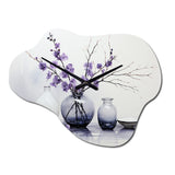 Purple Grey Minimalism Balance And Contrast Pottery - Asymmetric Metal Wall Clock