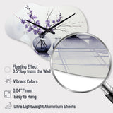 Purple Grey Minimalism Balance And Contrast Pottery - Asymmetric Metal Wall Clock