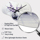 Purple Grey Minimalism Balance And Contrast Pottery - Asymmetric Metal Wall Clock