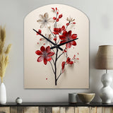 Red Beige Minimalism Essence Of Red Flower - Asymmetric Metal Wall Clock