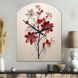 Red Beige Minimalism Essence Of Red Flower - Asymmetric Metal Wall Clock