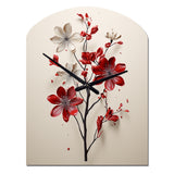 Red Beige Minimalism Essence Of Red Flower - Asymmetric Metal Wall Clock