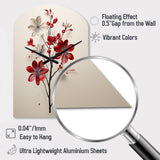 Red Beige Minimalism Essence Of Red Flower - Asymmetric Metal Wall Clock