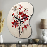 Red Beige Minimalism Essence Of Red Flower - Asymmetric Metal Wall Clock