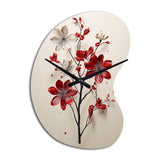 Red Beige Minimalism Essence Of Red Flower - Asymmetric Metal Wall Clock