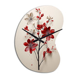 Red Beige Minimalism Essence Of Red Flower - Asymmetric Metal Wall Clock