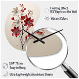 Red Beige Minimalism Essence Of Red Flower - Asymmetric Metal Wall Clock