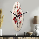 Red Beige Minimalism Essence Of Red Flower - Asymmetric Metal Wall Clock