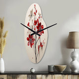 Red Beige Minimalism Essence Of Red Flower - Asymmetric Metal Wall Clock